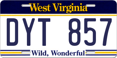 WV license plate DYT857