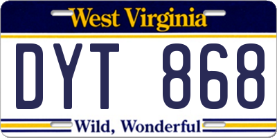 WV license plate DYT868