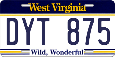 WV license plate DYT875