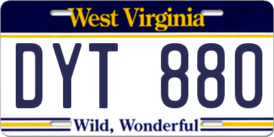 WV license plate DYT880