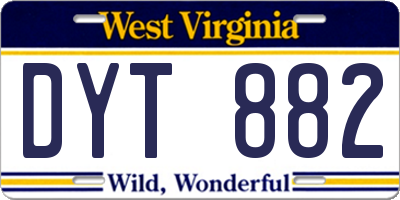 WV license plate DYT882