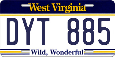 WV license plate DYT885
