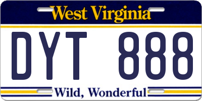 WV license plate DYT888