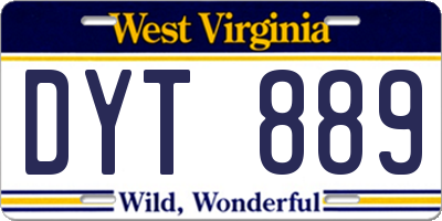 WV license plate DYT889