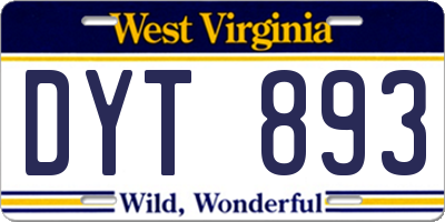 WV license plate DYT893