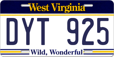 WV license plate DYT925