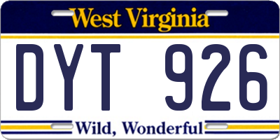 WV license plate DYT926