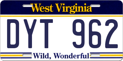 WV license plate DYT962