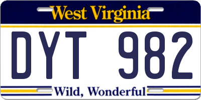 WV license plate DYT982