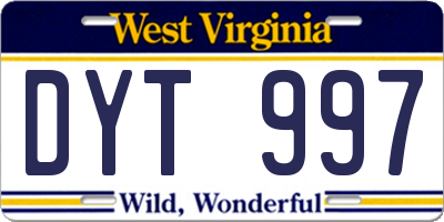 WV license plate DYT997