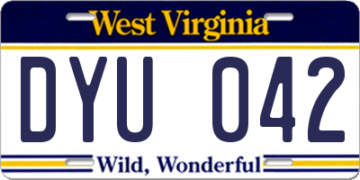 WV license plate DYU042
