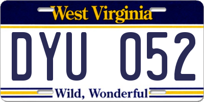 WV license plate DYU052