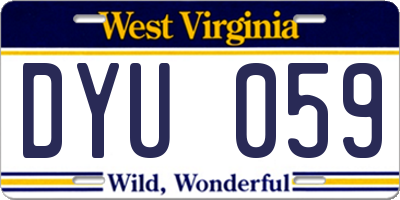 WV license plate DYU059