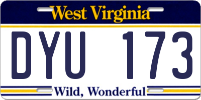 WV license plate DYU173