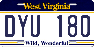 WV license plate DYU180
