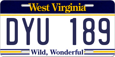 WV license plate DYU189
