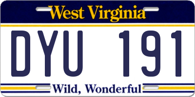 WV license plate DYU191