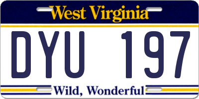 WV license plate DYU197