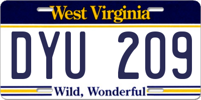 WV license plate DYU209