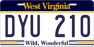 WV license plate DYU210