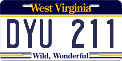 WV license plate DYU211