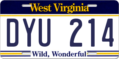 WV license plate DYU214