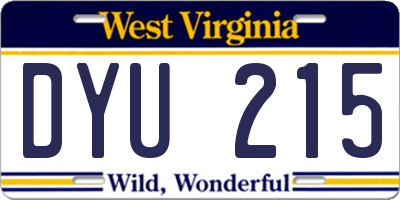 WV license plate DYU215