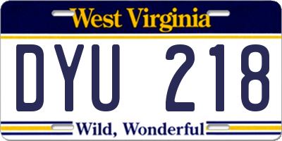 WV license plate DYU218