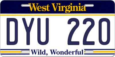 WV license plate DYU220