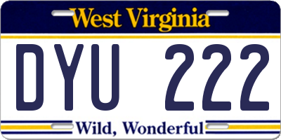 WV license plate DYU222
