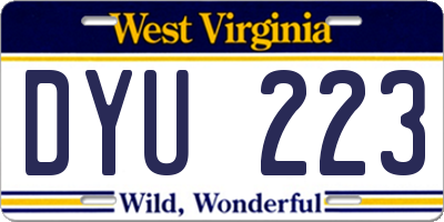 WV license plate DYU223