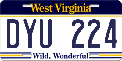 WV license plate DYU224