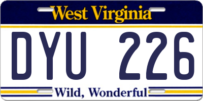 WV license plate DYU226