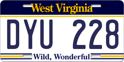 WV license plate DYU228