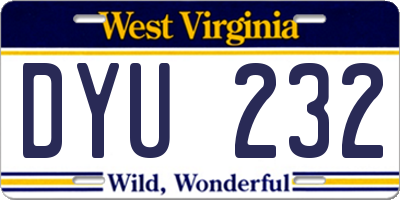 WV license plate DYU232