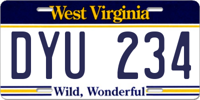 WV license plate DYU234