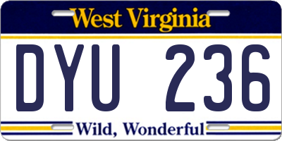 WV license plate DYU236