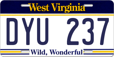 WV license plate DYU237