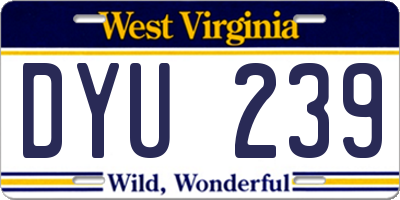 WV license plate DYU239