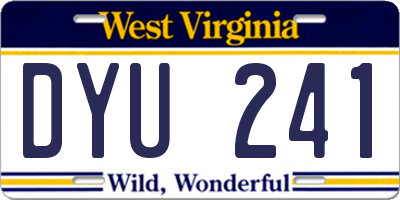 WV license plate DYU241