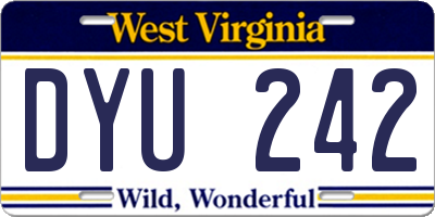 WV license plate DYU242