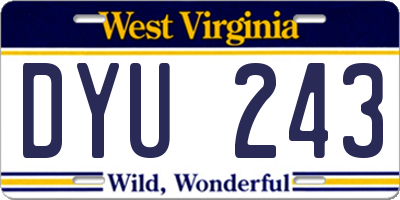 WV license plate DYU243