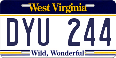 WV license plate DYU244