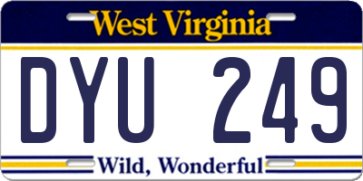 WV license plate DYU249
