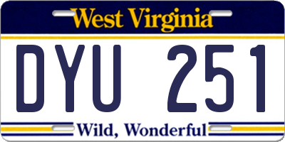WV license plate DYU251