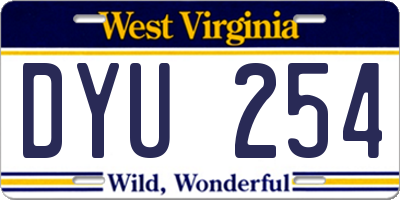 WV license plate DYU254