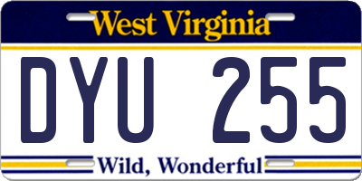 WV license plate DYU255