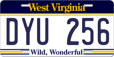 WV license plate DYU256