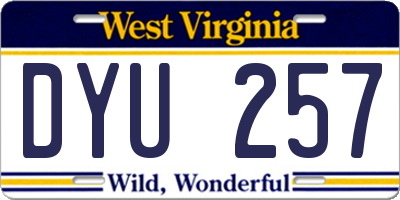 WV license plate DYU257