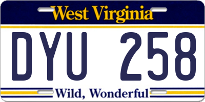 WV license plate DYU258